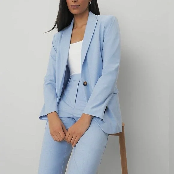 Ann Taylor Blue Single Button Longline Blazer NWOT - Picture 3 of 12